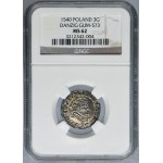 Sigismund I the Old, 3 Groschen Danzig 1540 - PRV - NGC MS62