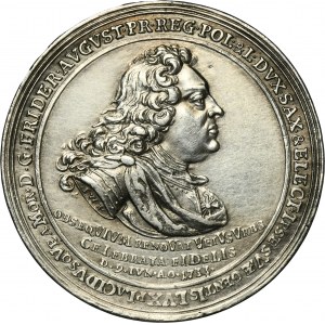 August III of Poland, Tribute Medal of the City of Freiberg 1733 - RARE