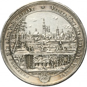 August III of Poland, Tribute Medal of the City of Freiberg 1733 - RARE