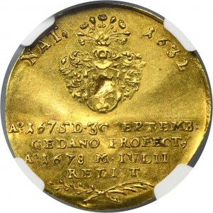 Jan III Sobieski, Medal powrót Aegidiusa Straucha do Gdańska 1678 - NGC AU58 - BARDZO RZADKI