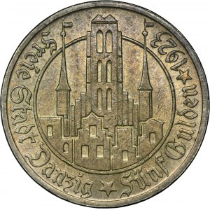 Wolne Miasto Gdańsk, 5 guldenów 1923 Kościół - PIĘKNE