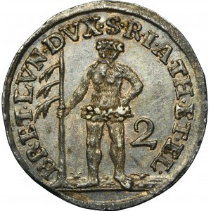 Allemagne, Duché de Brunswick-Lüneburg-Calenberg-Hanower, George II, 2 Mariengroschen Zellerfeld 1732 IAB