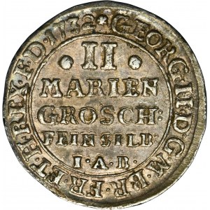 Allemagne, Duché de Brunswick-Lüneburg-Calenberg-Hanower, George II, 2 Mariengroschen Zellerfeld 1732 IAB