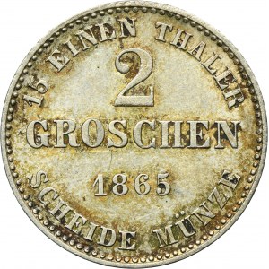 Niemcy, Księstwo Saksonia-Coburg i Gotha, Ernest II, 2 Grosze Drezno 1865 B