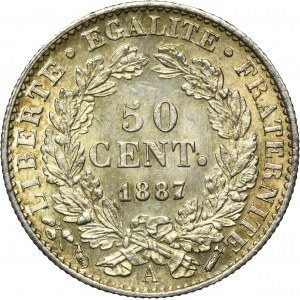 France, Third Republic, 50 Centimes Paris 1887 A