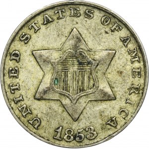 USA, 3 Cents Philadelphia 1853