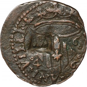 Hiszpania, Katalonia, Filip II, Double Sol Perpignan 1646 - RZADKI, kontrmarka