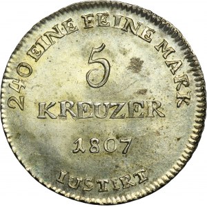 Germany, Grand Duchy of Hessen-Darmstadt, Ludwig I, 5 Kreuzer Darmstadt 1807