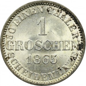 Niemcy, Królestwo Hanoweru, Jerzy V, 1 Grosz Hanower 1865 B