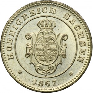 Germany, Kingdom of Sachsen, Johann V, 1 Neugroschen Dresden 1867 B