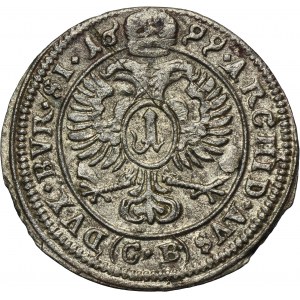 Silesia, Habsburg rule, Leopold I, 1 Kreuzer Brieg 1699 CB