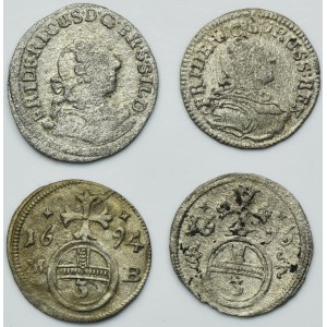 Set, Silesia, Habsburg rule and Silesia, Prussian rule, Gröschel, 2 Gröschel and 1 Kreuzer (4 pcs.)