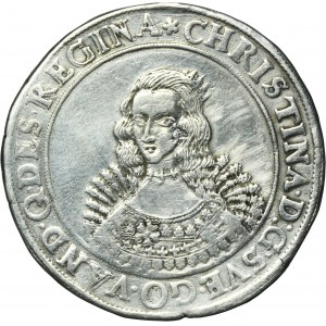 Pomořansko, švédská vláda, Christine, Thaler Szczecin 1642 - VELMI ZRADKÉ, růžice a květina
