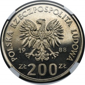 Vzorka NICHOLS, 200 zlatých 1988 - XIV. svetový pohár - NGC PF67 ULTRA CAMEO