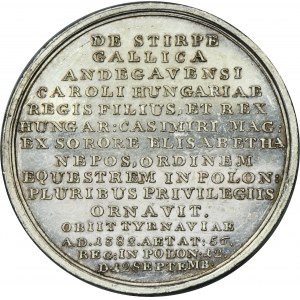 Medal ze Suity Królewskiej, Ludwik Węgierski - RZADKI, SREBRO, Holzhäeusser - PIĘKNY