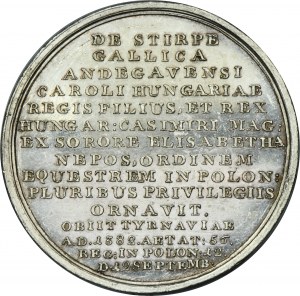 Medal ze Suity Królewskiej, Ludwik Węgierski - RZADKI, SREBRO, Holzhäeusser - PIĘKNY
