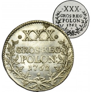 VZORKA, August III Sas, Koruna zlatá (30 grošov) Drážďany 1762 - VEĽKÁ rarita, ex. Potocki