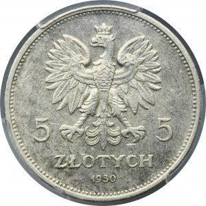 Sztandar, 5 złotych 1930 - PCGS AU58