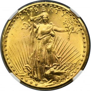 USA, 20 dolarů Philadelphia 1927 St. Gaudens - Double Eagle - NGC MS65+