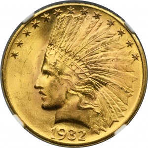 USA, 10 Dolarów Filadelfia 1932 - Indian Head - NGC MS64