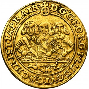 Silesia, Duchy of Liegnitz-Brieg-Wohlau, Georg III, Ludwig IV and Christian, 3 Ducat Brieg 1657 EW - HYBRID, VERY RARE