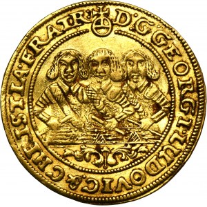 Silesia, Duchy of Liegnitz-Brieg-Wohlau, Georg III, Ludwig IV and Christian, 3 Ducat Brieg 1657 EW - HYBRID, VERY RARE