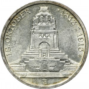 Germany, Saxony, Friedrich August III, 3 Mark Muldenhütten 1913 E