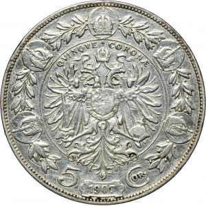 Austria, Franz Joseph I, 5 Korona Wien 1907