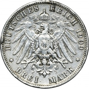 Germany, Bavaria, Otto, 3 Mark Munich 1909 D