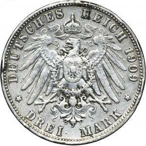 Germany, Bavaria, Otto, 3 Mark Munich 1909 D