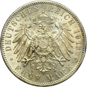 Germany, Bavaria, Otto, 5 Mark Munich 1913 D