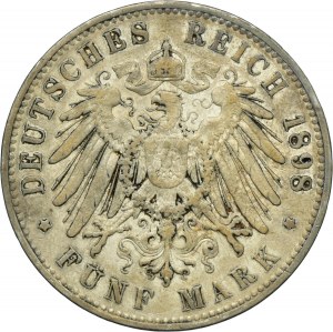 Germany, Kingdom of Saxony, Albert, 5 Mark Muldenhütten 1898 E