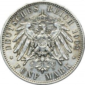 Germany, Kingdom of Saxony, Albert, 5 Mark Muldenhütten 1902 E