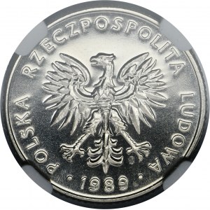 PRÓBA NIKIEL, 20 złotych 1989 - NGC PF68 CAMEO - RZADKIE, odwrócony napis