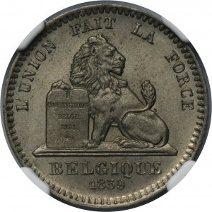 Belgium, Leopold I, 20 Centimes 1859 Essai - NGC MS64