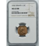 Straits Settlements, George V, 1/2 Cent 1932 - NGC MS63 RB