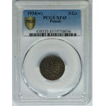 5 groszy 1934 - PCGS XF45 - RZADKIE