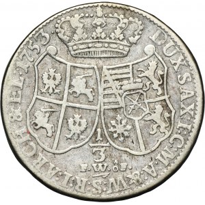 August III Sas, 1/3 thaler (polovičný gulden) Drážďany 1753 FWôF