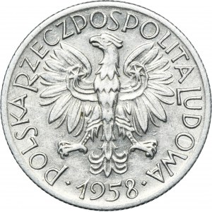 5 złotych 1958 Rybak - wąska ósemka