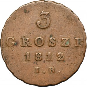 Duchy of Warsaw, 3 groschen Warsaw 1812 IB