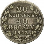 20 kopiejek = 40 groszy Warszawa 1843 MW - RZADKIE