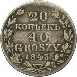 20 kopeck = 40 groschen Warsaw 1843 MW - RARE