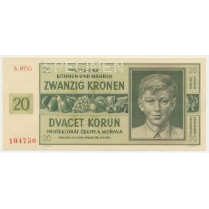 Bohemia & Moravia, 20 Korun 1944 - SPECIMEN