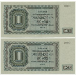 Czechy i Morawy, 1.000 koron 1942 (2 szt.) - II emisja - kolejne numery