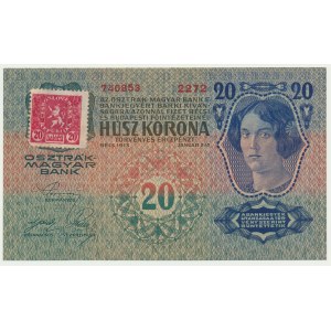 Czechosłowacja, 20 halerzy (1919) na 20 koronach 1913