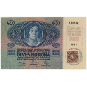 Czechoslovakia, 50 Haleru (1919) on 50 Korun 1914