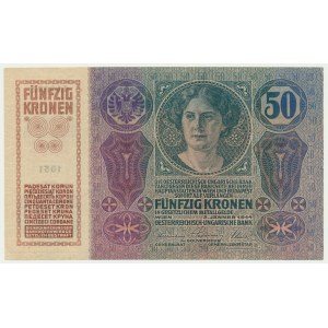 Czechoslovakia, 50 Haleru (1919) on 50 Korun 1914