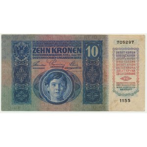 Czechoslovakia, 10 Haleřu stamp on 10 Korun 1919
