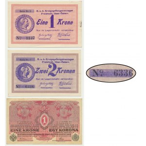 Austria, set 1-2 Kronen 1916-19 (3 pcs.) - radar serial number