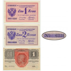 Austria, set 1-2 Kronen 1916-19 (3 pcs.) - radar serial number